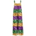 thumbnail image 6 of FYEGRE Womens Holiday Jumpsuits Dressy Mardi Gras Valentines Wide Leg Adjustable Strap Graphic Sleeveless Plus Size Rompers Purple M, 6 of 7