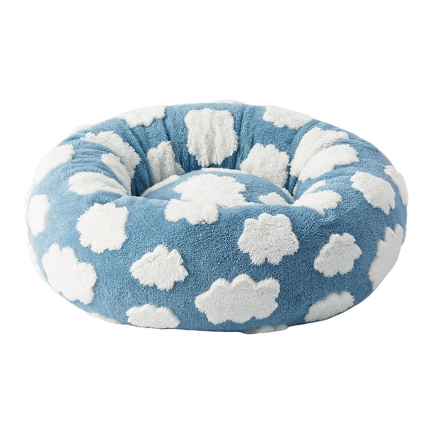 Cama redonda para perros y gatos, lavable, extraíble y lavable, para cachorros y gatitos. Azul pequeño