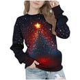 thumbnail image 2 of YUNAFFT Kids Christmas Print Fleece Crewneck Sweatshirt 5-15Y Long Sleeve No Hood Casual Winter Top Soft Brushed Fleece Polyester/Spandex Blend, 2 of 7