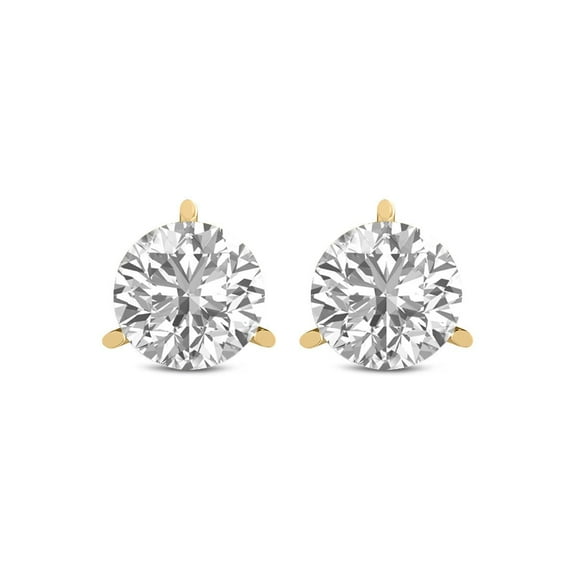 TimeLe$$ Classics 0.25 Carat TW Lab Grown Round Cut 3 Prong Martini Diamond Earrings For Women in 14K Yellow Gold
