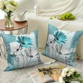 thumbnail image 5 of Teal Daisy Flower Throw Pillow Covers 18x18 Set of 2,Rustic Farmhouse Floral Linen Pillows Case for Bedroom Sofa Couch, 5 of 6
