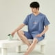 thumbnail image 1 of Pijama de algodón de verano para hombre, pantalones cortos de manga corta, ropa de abrigo informal de dos piezas, traje de estar por casa para hombre, 1 of 6