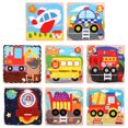thumbnail image 1 of Bangcool 8 Sets Wooden Puzzle 16-Piece Educational Traffic Animal Jigsaw Puzzles for Kids, 1 of 10