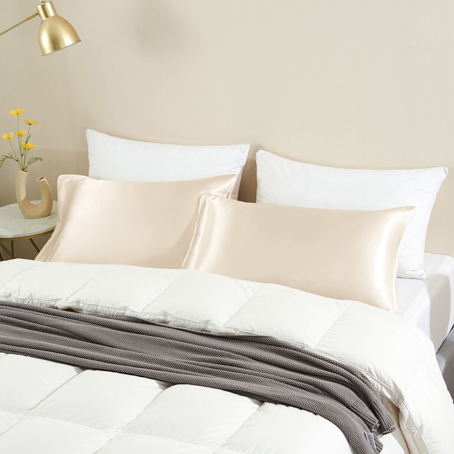 2 Pack Silk Satin Pillowcase Silky Pillow Cases 20"X30" / 20"X40" Queen King
