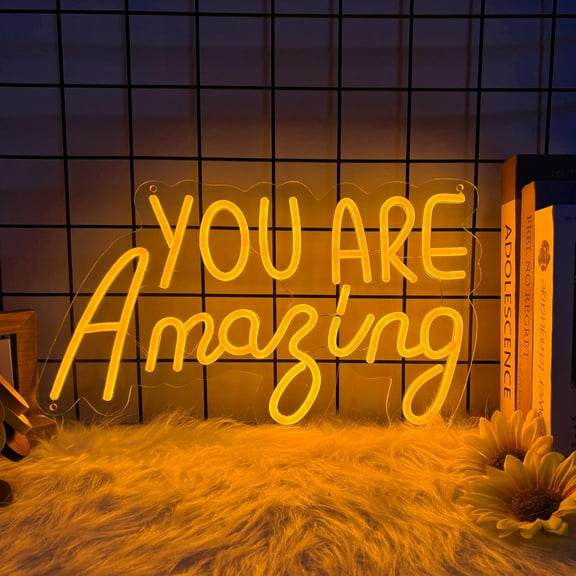 You are Amazing Neon Sign for Wall Decor, USB Powered Amazing Led Sign, Reusable You are Amazing Light Up Sign for Boys and Girls, Light Up Signs for Bedroom and Livingroom