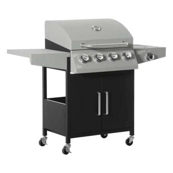 Charcoal Grill BBQ Grill 4 Burner Propane Gas Grill with Side Burner, Black
