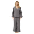 thumbnail image 3 of sususu Two Piece Lounge Set for Women,Sets for Women V Neck Double Kimono Style Cardigan And Loose Solid Pants Women Trousers Suit Set for Casual and Wear - Grey, 3 of 8