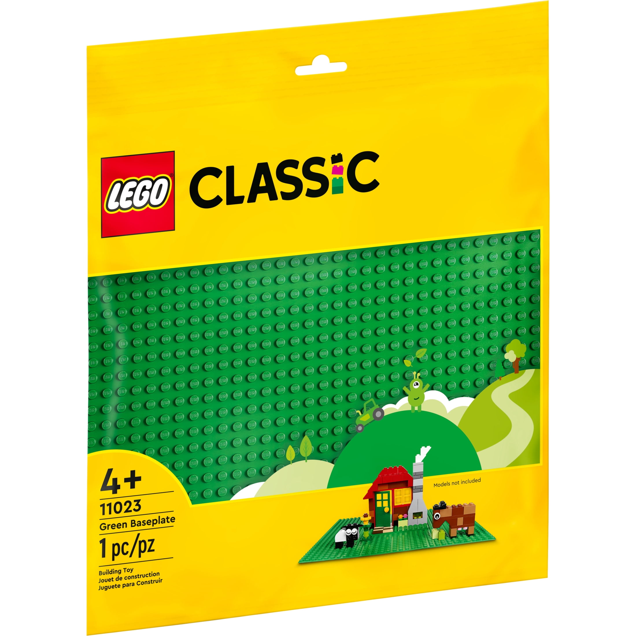 (3 pack) LEGO Classic Green Baseplate, Square 32x32 Stud Foundation to Build, Play, and Display Brick Creations, Great for Grassy Nature Landscapes, 11023