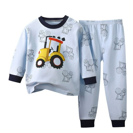 

wo-fusoul Toddler Pajamas Baby Boys Girls Pajamas Tee and Pant 2-Piece PJ Set Sky Blue 5-6 Years