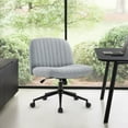 thumbnail image 6 of IWMH Armless Task Office Chair with Wheels, Cross Legged Wide Seat Desk Chair, Gray Fabric Upholstered Swivel Vanity Chair, For All Ages, 6 of 9