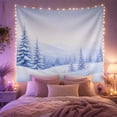 thumbnail image 2 of Snowy Pine Forest in Misty Mountains, Peaceful Watercolor for Nature Lovers, Winter Landscape Decor, Christmas Gift, Tapestry Wall Hanging for Bedroom and Living Room, 2 of 7