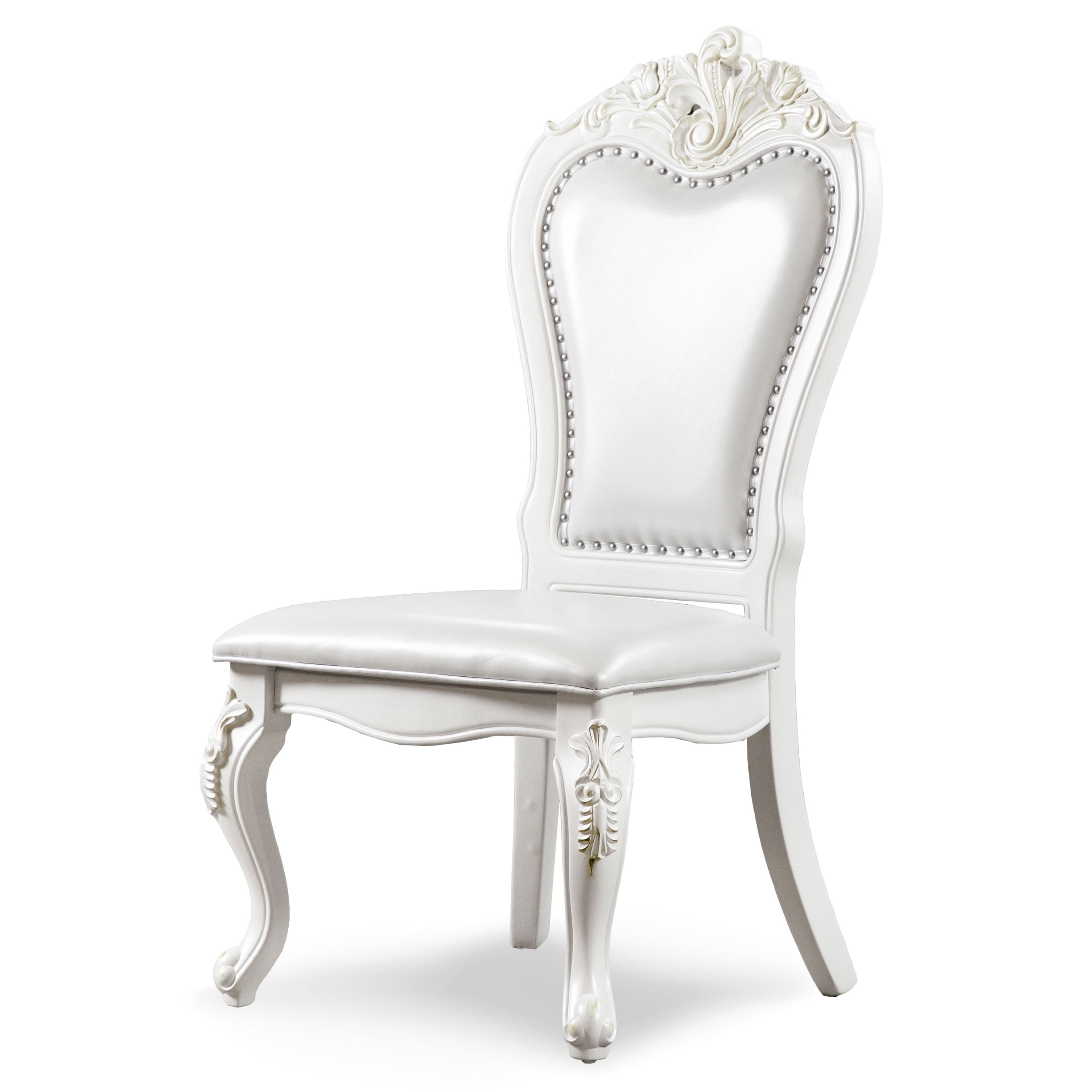 Furniture of America Alernit Traditional Nailhead Trim Dining Chairs, White (Set of 2)