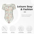 thumbnail image 4 of Bingfone Combinaison à Col Rond pour Femmes, Motif Aquarelle Fleurs Sauvages, Manches Courtes à Boutons-Pression, Adaptée pour Fête, Sport, Usage Quotidien-Moyen, 4 of 7