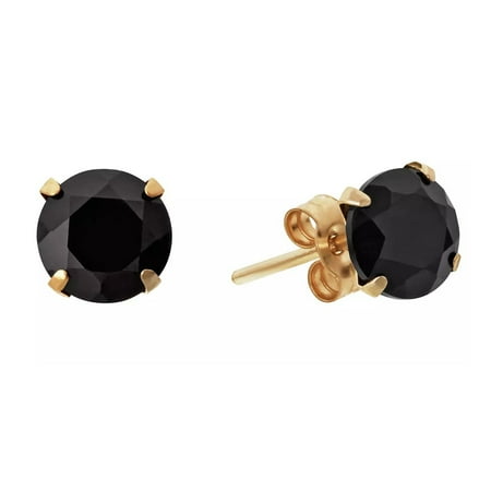 Paris Jewelry 10k Yellow Gold Plated 1/2 Carat Round Created Black Sapphire Stud Earrings
