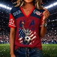 thumbnail image 2 of JULMCOMO Women's Summer Tops 2026 Soccer Cup V Neck American Flag USA Soccer Jersey Short Sleeve Fan Wear Football Graphic Tees Deep Red 3XL, 2 of 4