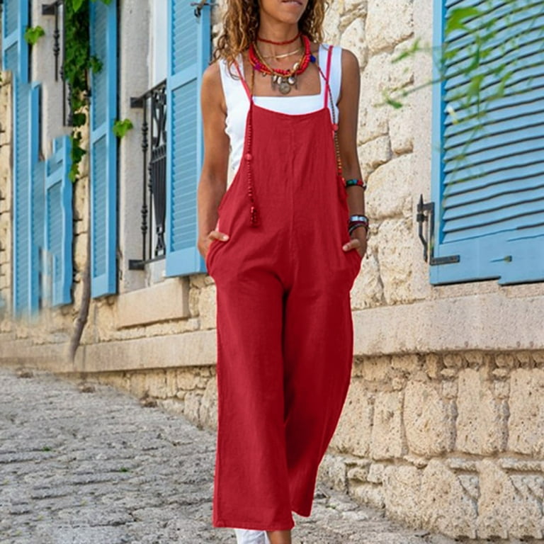 Fashion solid color loose jumpsuits deals