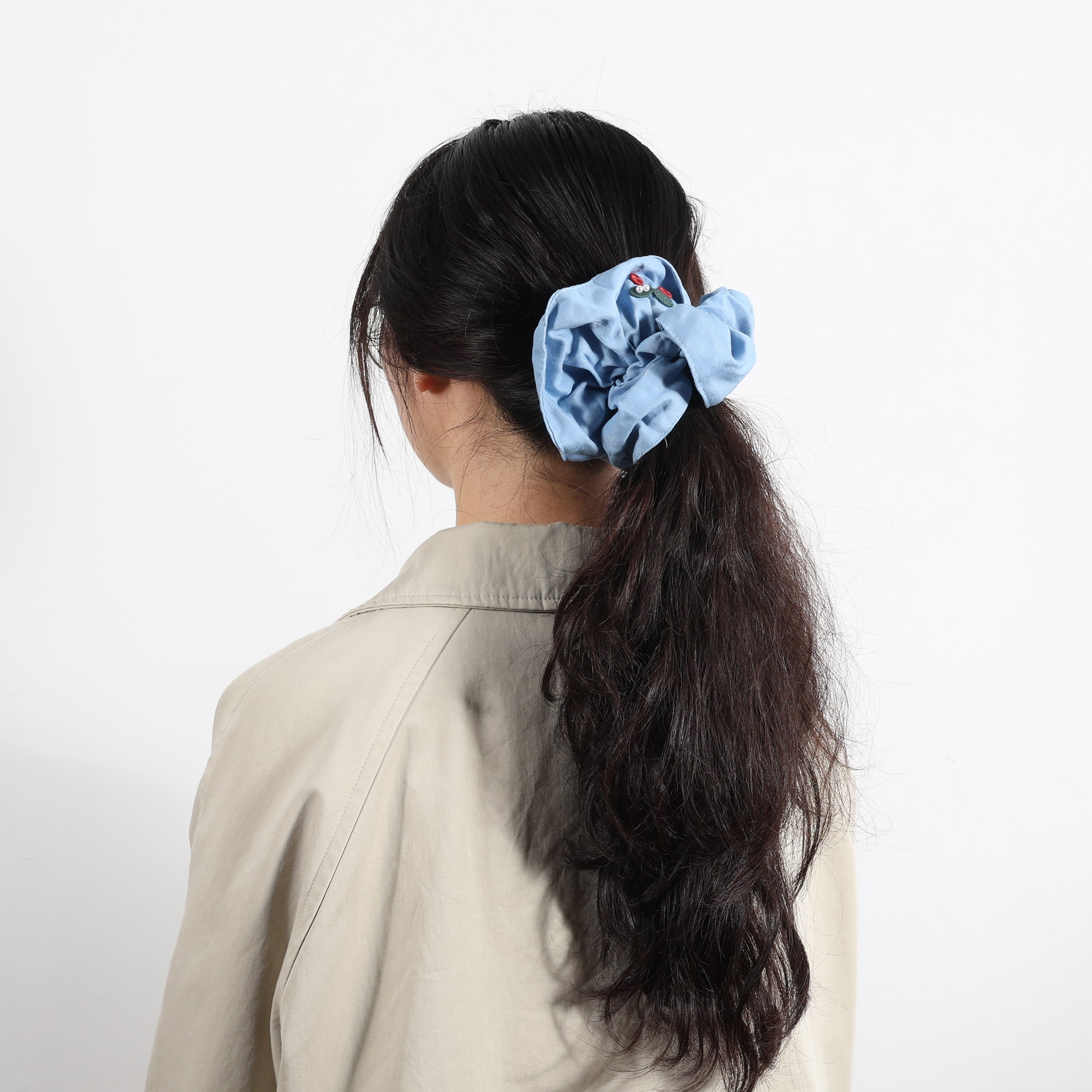 Unique Bargains Embroidery Denim Hair Ties All Occasions Styles Light Blue