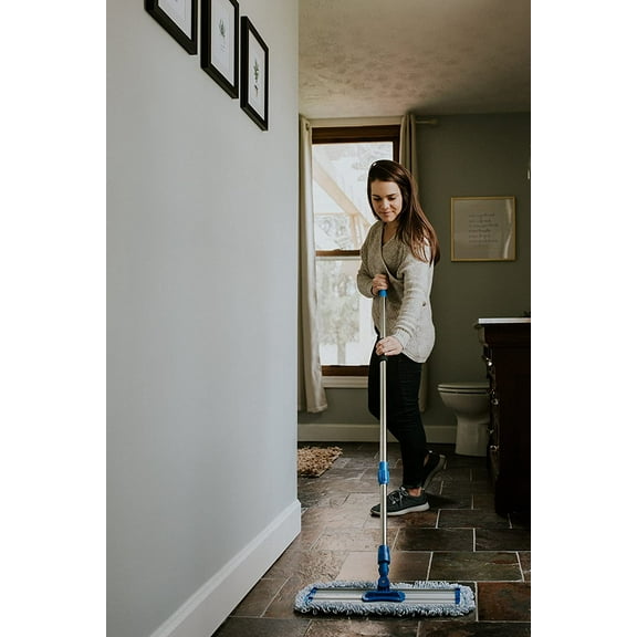 Zflow 18 Professional Microfiber Mop with Stainless Steel Handle and 3 Wet Pads for Deep Cleaning