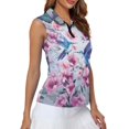 thumbnail image 4 of Chririnla Hummingbird Golf Shirt for Women's Sleeveless Tennis Collared Top Flower 1/4 Zip Quick Drying Golf Tank Tops Athletic Clothes for Ladies, 4 of 7
