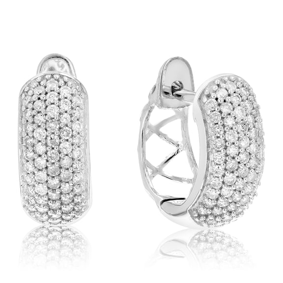 Vir Jewels 1/2 CTTW Diamond Hoop Earrings .925 Sterling Silver 108 Stones 1/2 Inch Female Adult