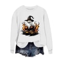 thumbnail image 2 of Inverlee Womens Halloween Sweatshirts Funny Pumpkin Ghost Print T-shirt Stretch Round Neck Sweatshirt Long Sleeve Dressy Casual Pullover Tops Halloween Party Supplies, 2 of 6