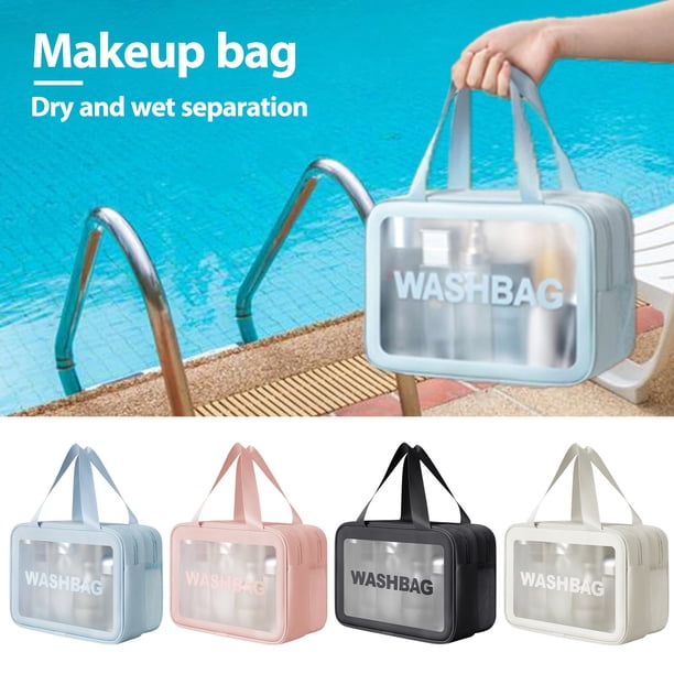 mfyjkho Bolsa de maquillaje impermeable con separación de humedad y secado rápido, gran capacidad, organizador portátil para deportes de natación, 31 x 21 cm