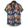 thumbnail image 2 of Hauts Homme de Mode à Col en V à Manches Courtes T-Shirt Été Imprimé Chemisier à Boutons, 2 of 4