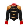 thumbnail image 3 of TiaoBug Kids Boys Girls Circus Ringmaster Costumes Drum Majorette Jacket Tops Marching Band Team Uniforms Black 8, 3 of 7