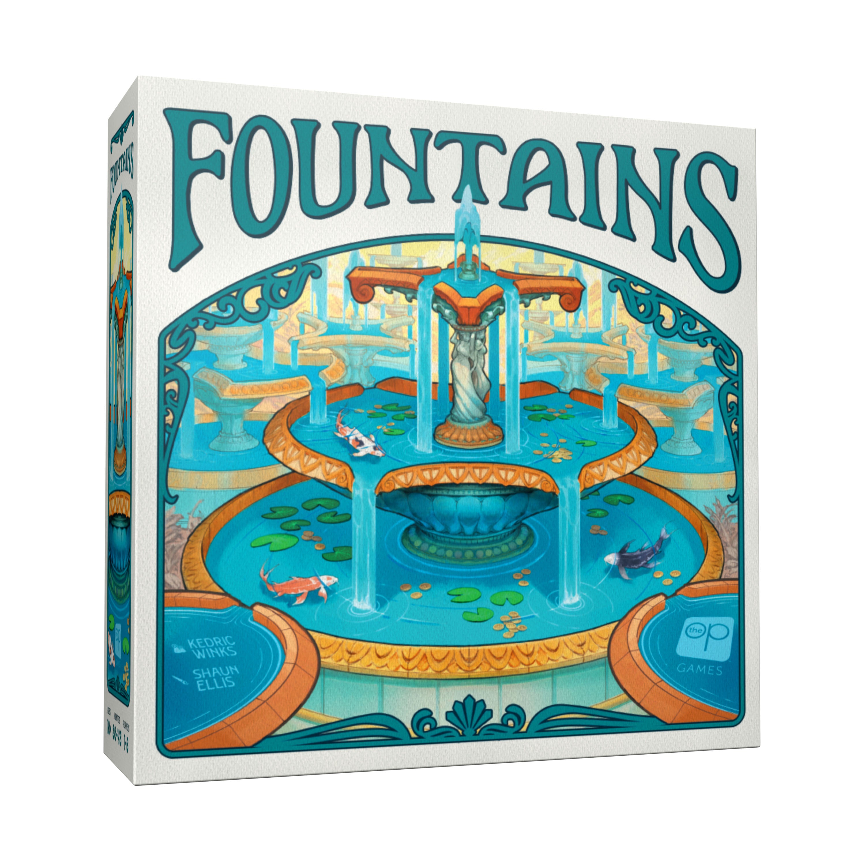 Fountains Board Game, Competitive Tile-Laying Board Game, Stunning Art Nouveau Aesthetic, Unique 3D Stacking & Drafting, Family Friendly, 1-5 Players, A Strategy Game From The Op Games