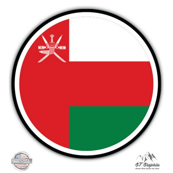 Oman Flag - 3" Vinyl Sticker - For Car Laptop I-Pad Phone Helmet Hard Hat - Waterproof Decal