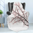 thumbnail image 4 of Floral Soft Flannel Fleece Blanket, Cherry Branch with Pink Blossom Traditional Style Illustration Asia Culture Themed, Cozy Plush for Indoor and Outdoor Use, 50" x 60", Pink Black, by Ambesonne, 4 of 5