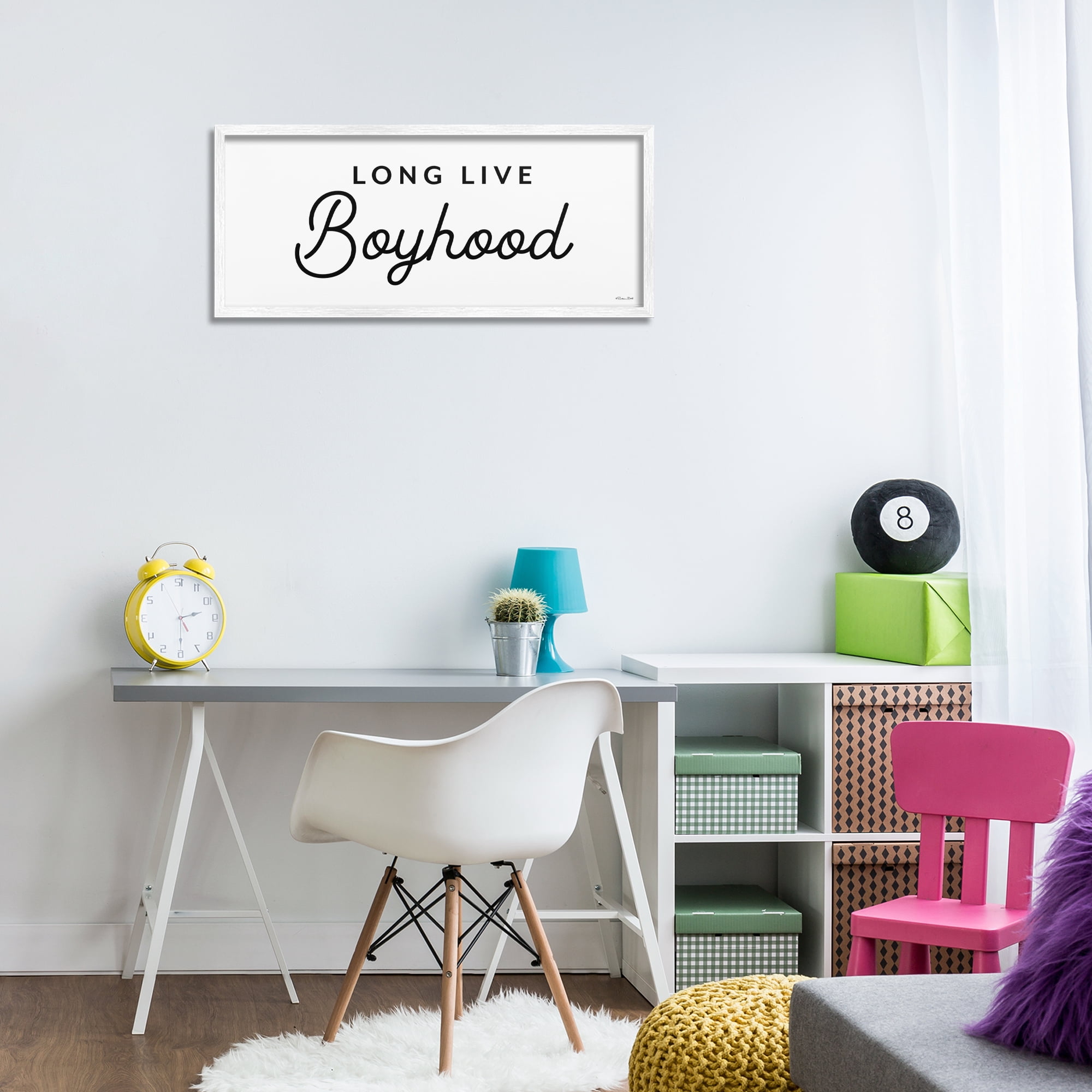 Stupell Industries Long Live Boyhood Typography Painting White Framed Art Print Wall Art, 30 x 13