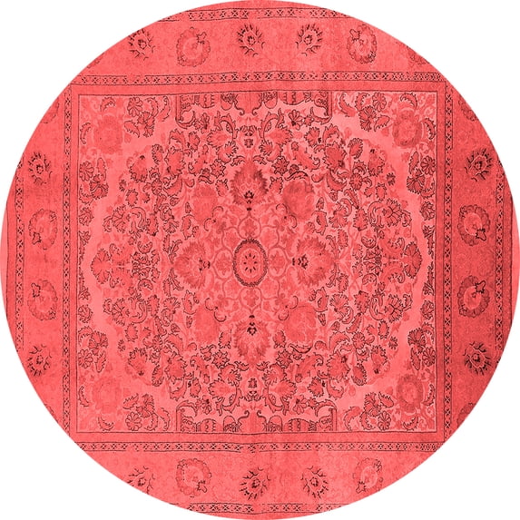 Ahgly Company Indoor Round Oriental Red Industrial Area Rugs, 7' Round