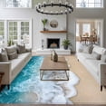 thumbnail image 3 of Non-Slip Rug Pad Rugs Summer Beach Teal Ocean Wave Rectangle Area Rugs 5x7Ft Soft Carpet Pads for Living Room Kids Room, Nautical Seaside Water Ripple, 3 of 9