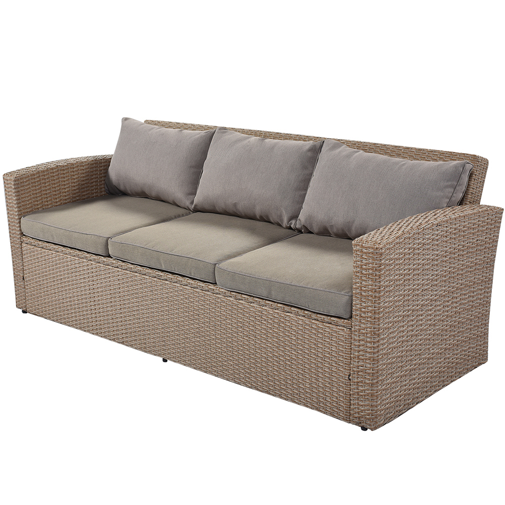 Canddidliike 4 Piece Wicker Patio Conversation Set, All-Weather Patio Furniture Set, Rattan Sofa Chair with Soft Cushions and Coffee Table - Gray - image 5 of 10