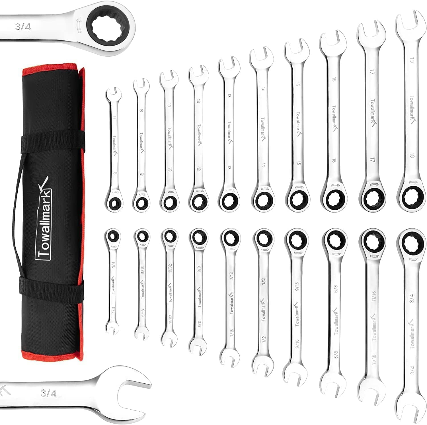 20 Piece SAE and Metric Ratcheting Combination Wrench Set