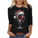thumbnail image 4 of Camisetas de Manga Larga de las Mujeres Impresión de Navidad Cuello Redondo 3/4 Manga Suéter Superior, Moda Informal para Fiesta de Vacaciones Y Uso Diario, 4 of 7