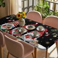 thumbnail image 3 of Black Gnomes Christmas Table Cloths for 6 Foot Rectangle Tables, Xmas Ball Gifts Snowflake Patio Waterproof Elastic Fitted Tablecloths, Washable Rectangular Table Cover for Camping, 3 of 8