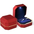 thumbnail image 4 of Ring Box, Jewelry Gift Boxes, Square Velvet Interior Elegant Style Design Ring Box with LED Light for Jewelry Display Wedding Engagement, Blue, 7.5cm * 7.5cm * 5cm, 4 of 7