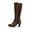 Brown-new, variant on Pennysue Women Knee High Boots Brown PU Wide Calf Chunky Heel Booties For Women 10M