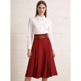 thumbnail image 4 of Jaimenalin Women'S High Waist A-Line Skirt Flared Midi Skirt Vinage Skirt with Belt Red L, 4 of 7
