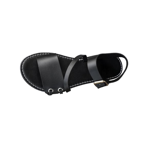 hopeusnice Women's Sandal Flat Heel Buckle Closure Open Toe Durable Construction For Long Wear Easy To On And Off Black 36