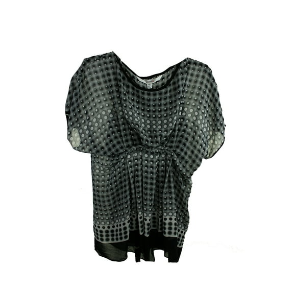 Studio M  Grey Short-Sleeve Printed Gorgette Blouse M