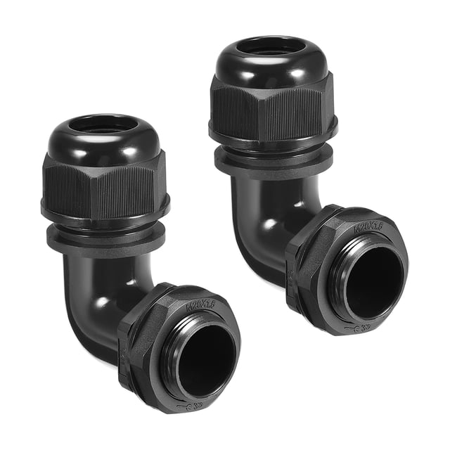 Conector de cable M25, junta de nylon ajustable a prueba de agua IP68 de 90 grados para cable de 10 mm a 14 mm de diámetro, 2 piezas