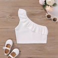 thumbnail image 2 of HBFAGFB One Shoulder Tank Tops for Girls Slim Sleeveless T-Shirt Dancewear Fashion Clothing White Size 7Y, 2 of 5