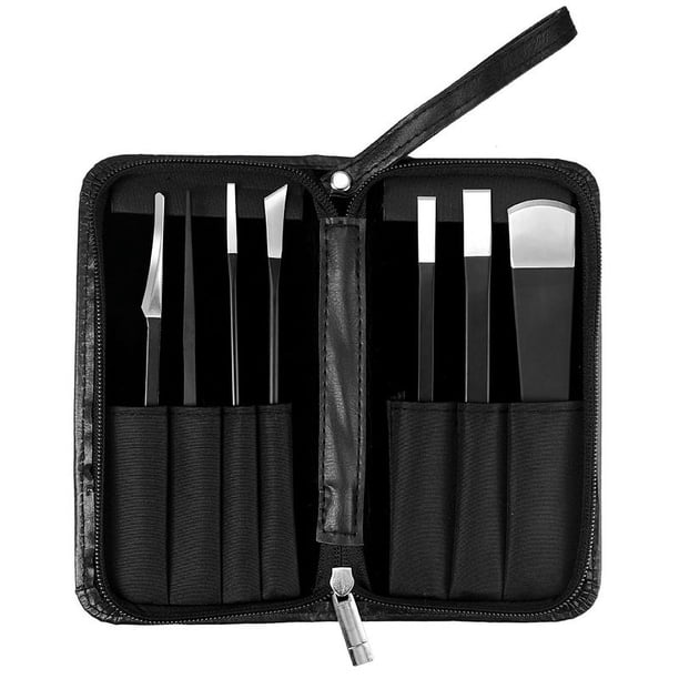 Juego de cuchillos de pedicura profesional de 7 piezas con bolsa de almacenamiento, cuchillos quitauñas de acero al manganeso, cuchillo de reparación de pies para callos de uñas inguinados