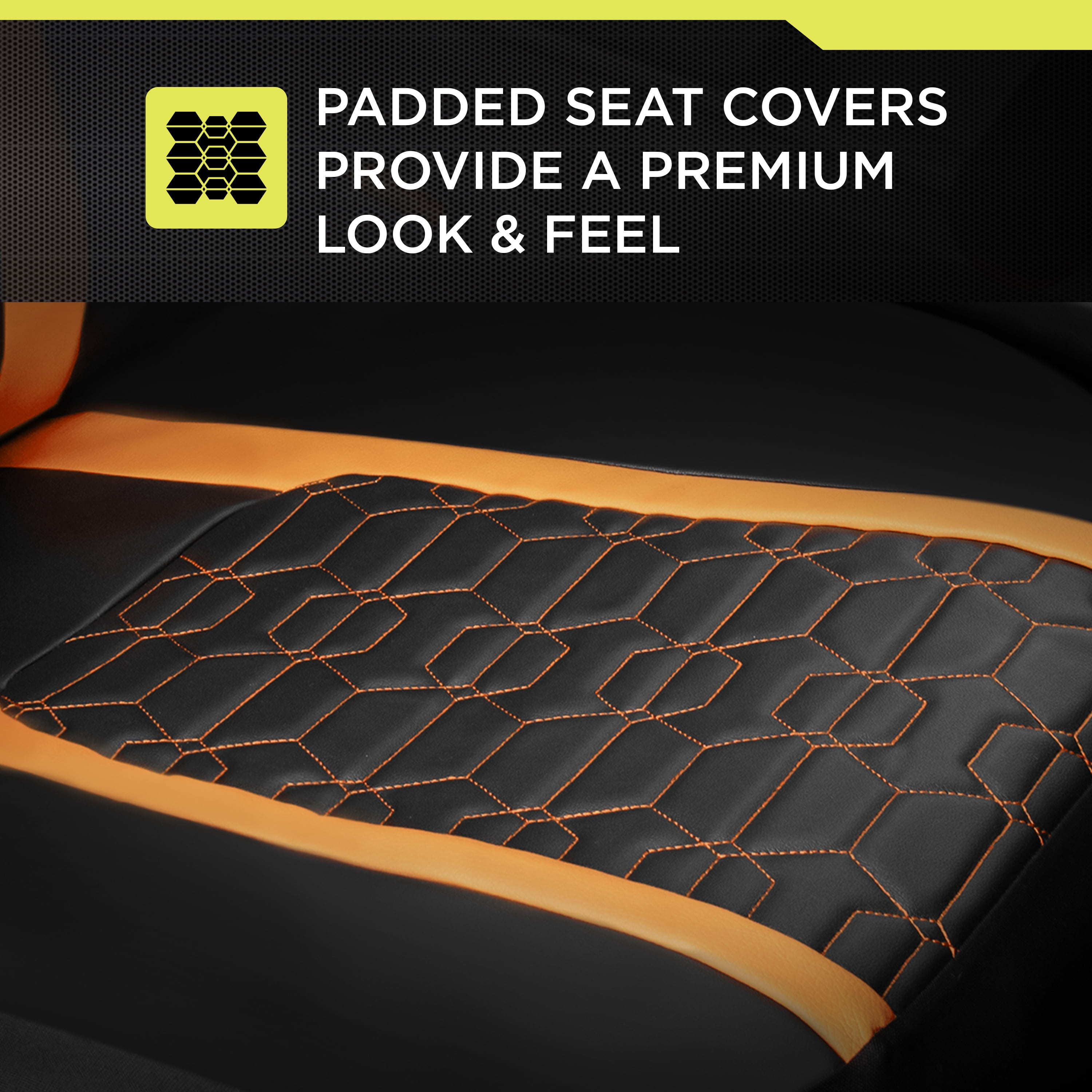 Auto Drive Racing Orange Faux Leather Seat Cover for Most Cars-2 Pack, Universal Fit
