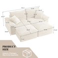 thumbnail image 2 of 81" Oversized Chaise Lounge Chair Indoor, Holaki Fluffy Corduroy Upholstered Springs Loveseat Sofa Bed with Ottoman & Pillows, Modern Comfy Cloud Sofas Couches for Living Room, Bedroom, Beige, 2 of 8