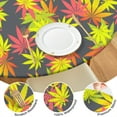 thumbnail image 4 of Round Tablecloth with Elastic Edge, Waterproof Vinyl Featuring Marijuana Leaf and Minimalist Cannabis Designs, Backed Non-Slip Table Cover Fits 44-50 Inch Round Tables, 4 of 7