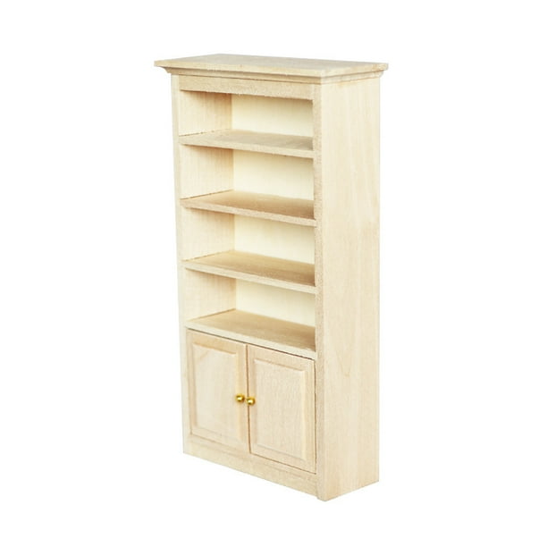 Armario de madera Dollhouse en miniatura 1:12 con 5 estantes